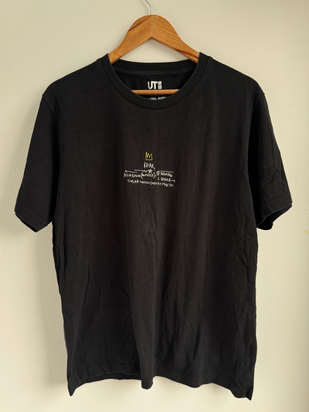 Uniqlo UT X Jean-Michel Basquiat Embroidered T-Shirt‎ Tee Size Large Black